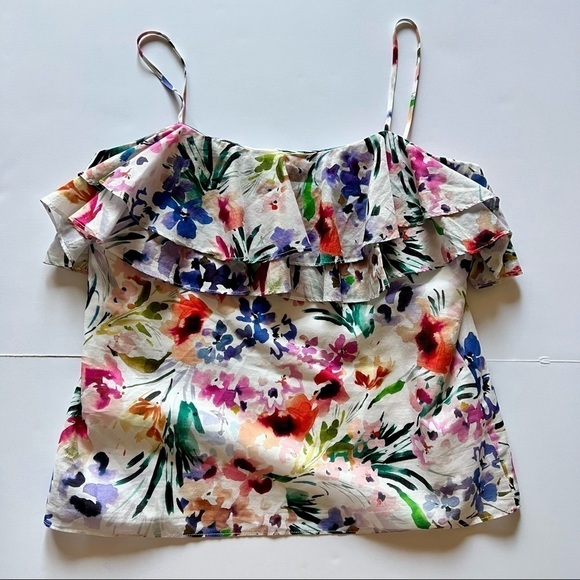 Amanda Uprichard Tank Top Floral Naples Fifer Ruffle in Multicolor(altered) Sz S - Picture 2 of 7